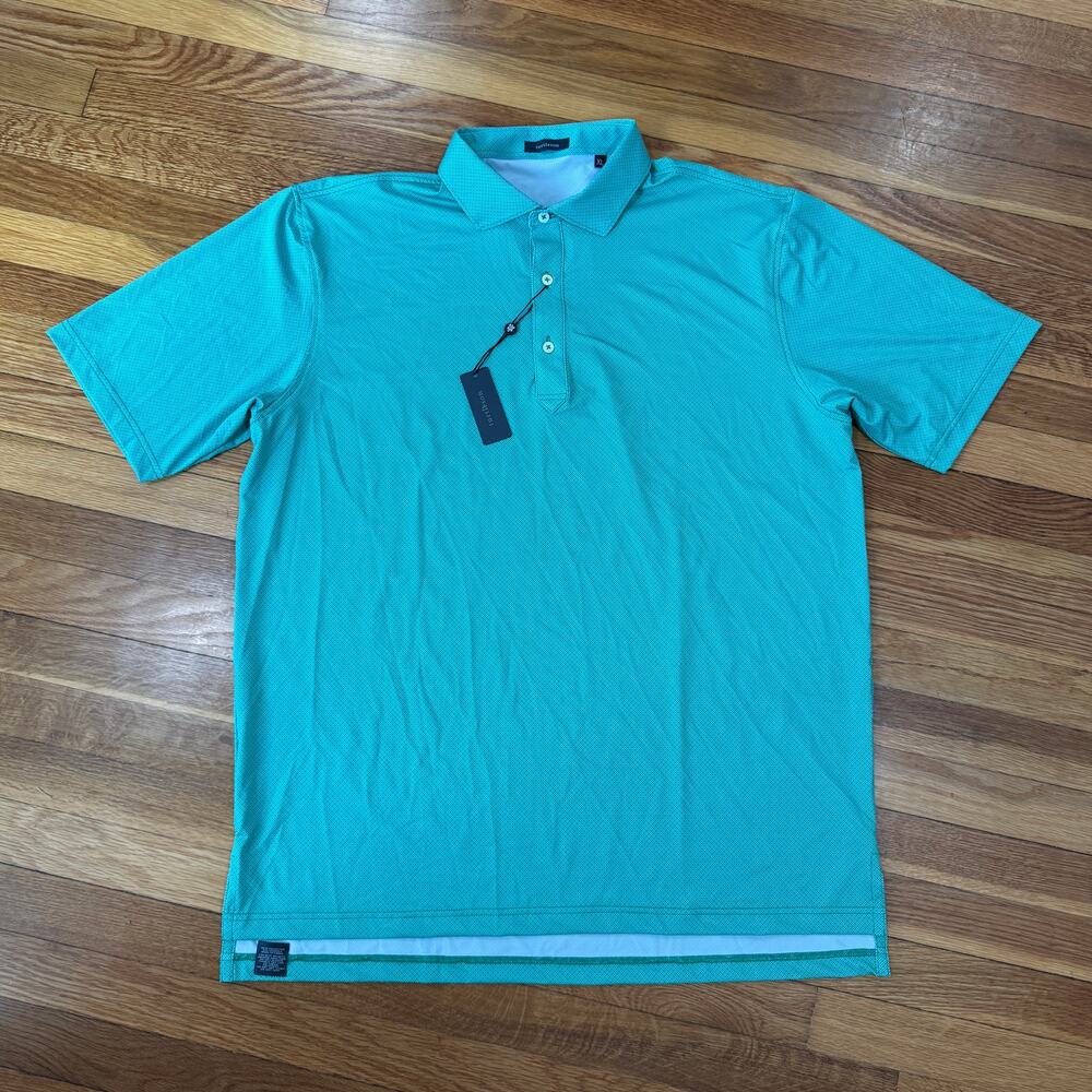 Turtleson Golf Polo Shirt Mens XL Teal Performance Stretch Mini Diamond NWT